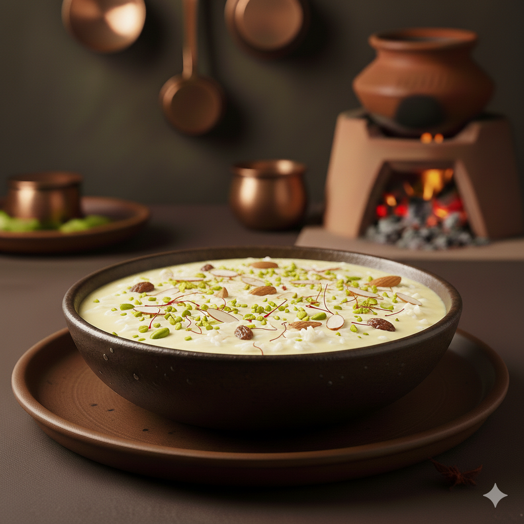 Creamy Rice Kheer pudding garnished with almonds